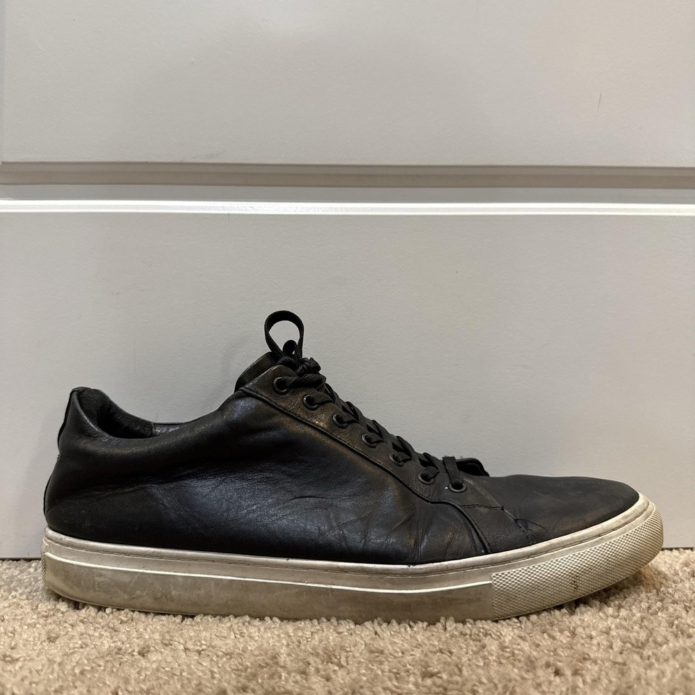 Thursday Everyday Shoes Mens Size 12.5 Black Leather Low Top Casual Sneakers